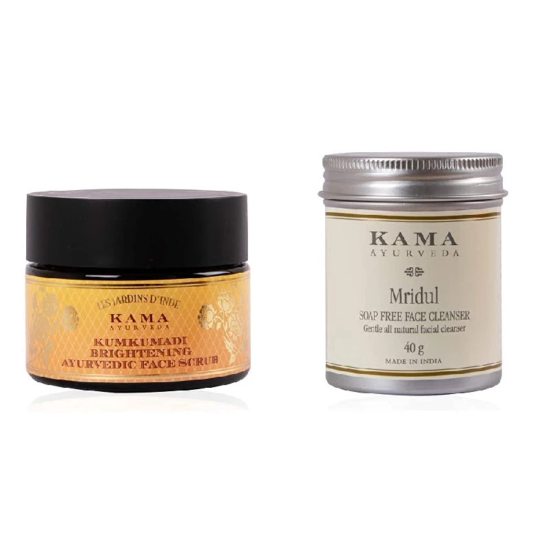 Kama Ayurveda Kumkumadi Brightening Ayurvedic Face Scrub & Kama Ayurveda Mridul Soap-Free Face Cleanser, 90 g-1.webp